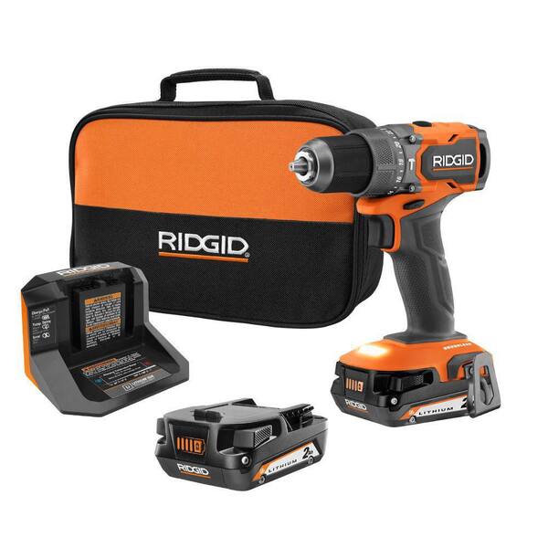 RIDGID 18V SubCompact Brushless Cordless 1/2 in. Hammer Drill Kit with (2) 2.0 Ah Batteries, Charger, and Bag