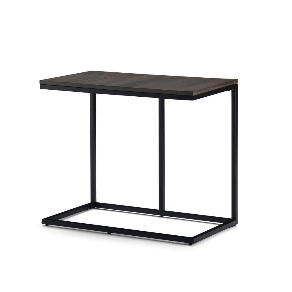 Ward 28" Warm Gray Solid Mango Wood & Metal Industrial C Side Table