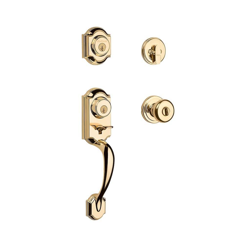 Montara Polished Brass Single Cylinder Keyed Entry Door Handleset w/ Juno Interior Doorknob Featuring SmartKey Security price history on PriceWatchPro