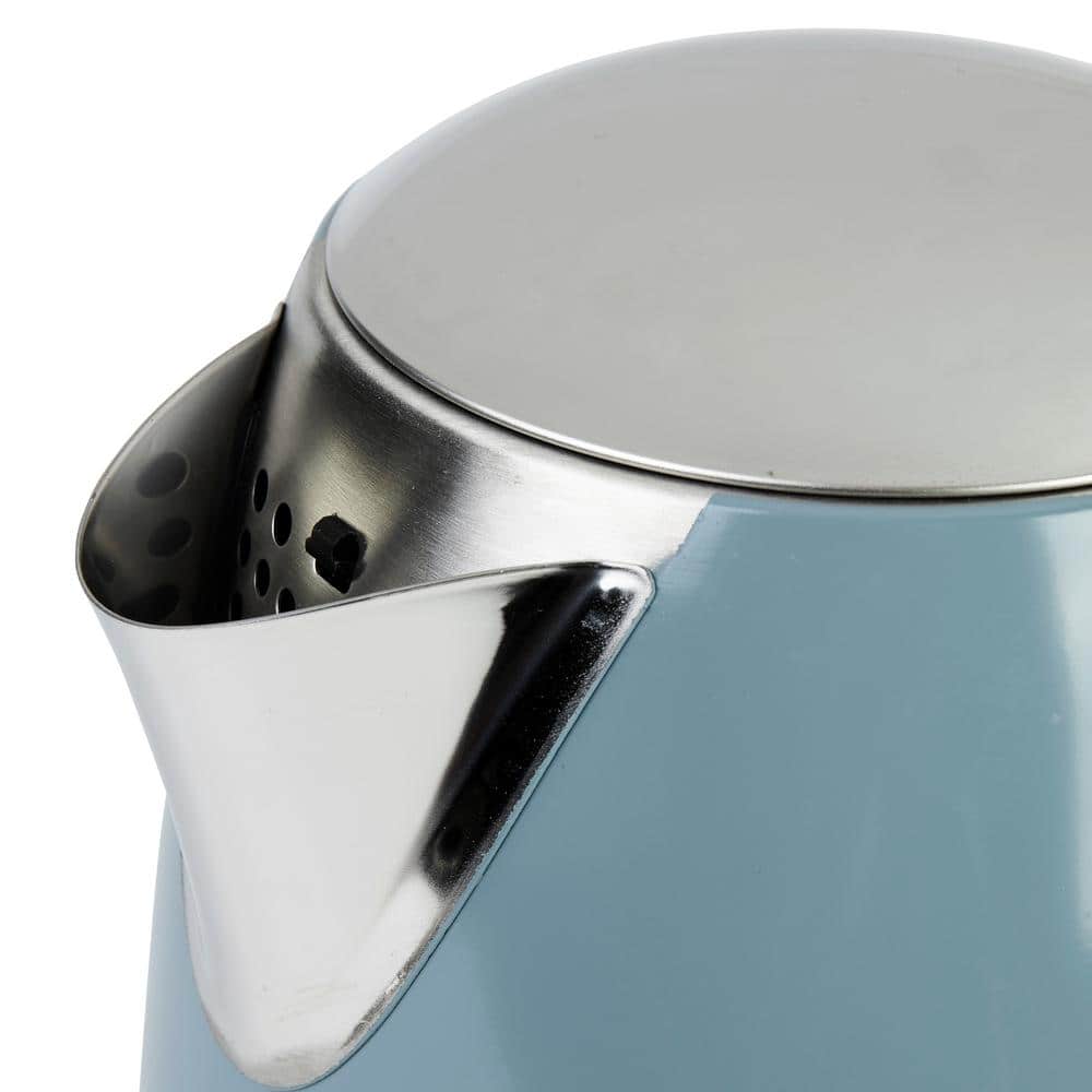 Sky Blue Retro Cordless Electric Kettle with Chrome Accents