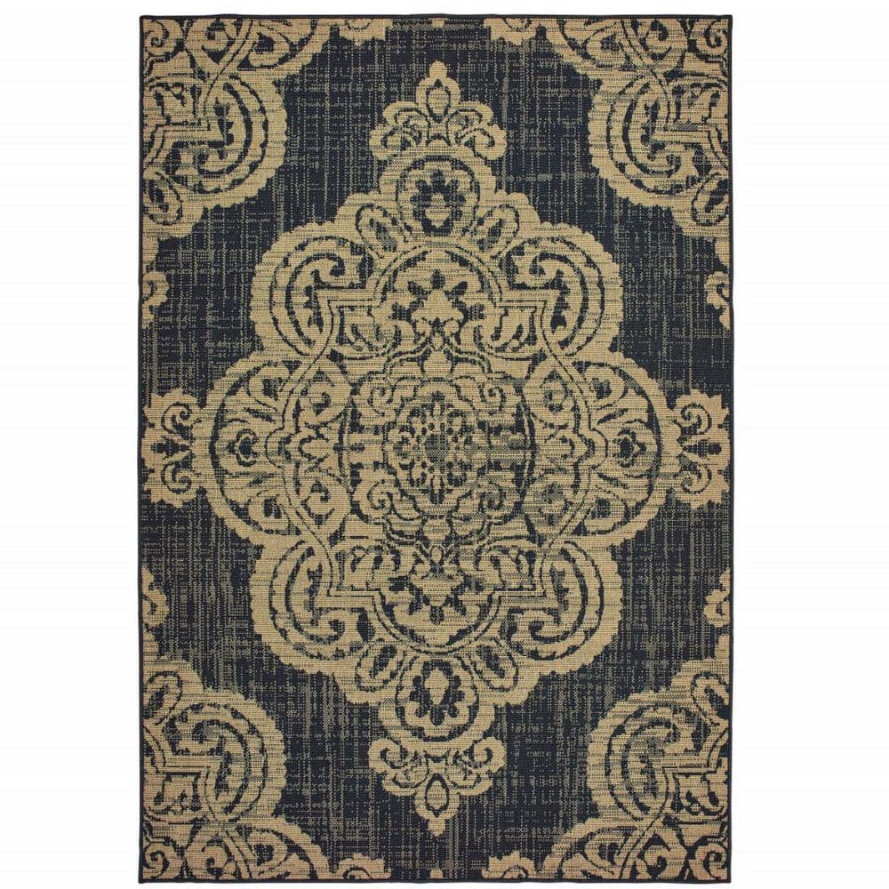 Black, Tan 4 ft. x 6 ft. Loomed Oriental Polypropylene Rectangle Indoor/Outdoor Area Rug price history on PriceWatchPro