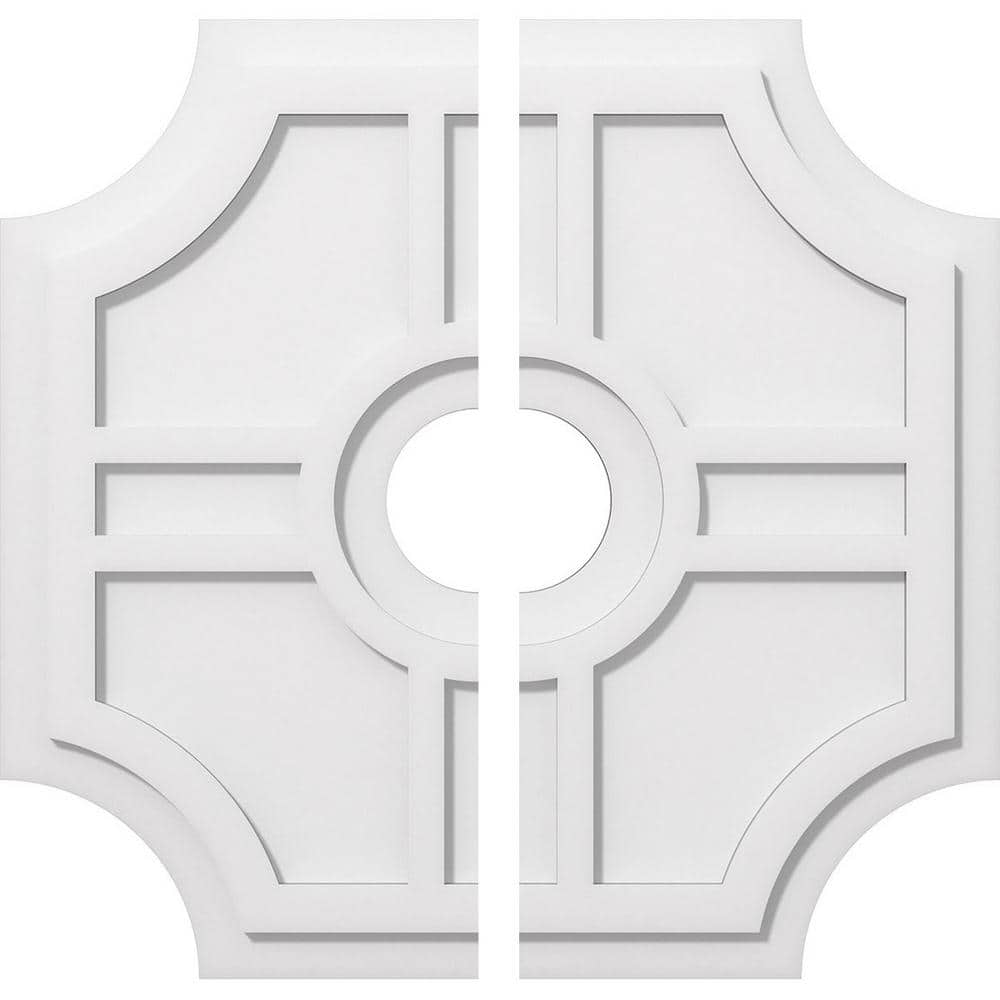 26" White PVC Contemporary Two-Piece Ceiling Medallion
