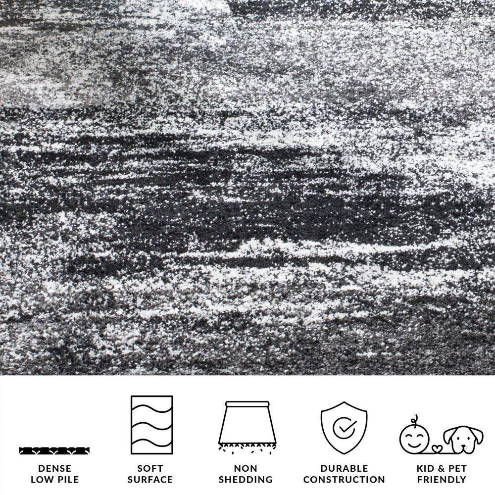 Adirondack 11 ft. x 11 ft. Silver/Black Solid Color Distressed Square Area Rug - thumbnail 5