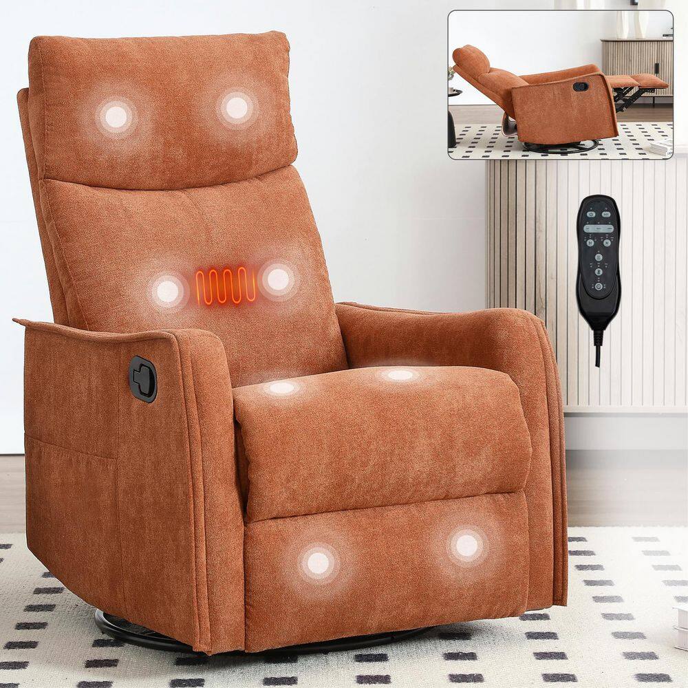 Orange Polyester Swivel Metal Base Manual Recliner Chair with Massage and Heating Home Theater Recliner Rocking Chair price history on PriceWatchPro
