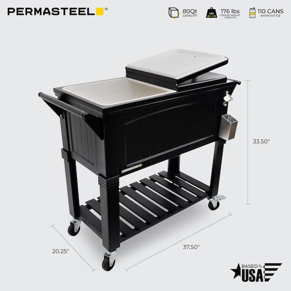 PERMASTEEL 80 Qt. Black Antique Furniture Style Rolling