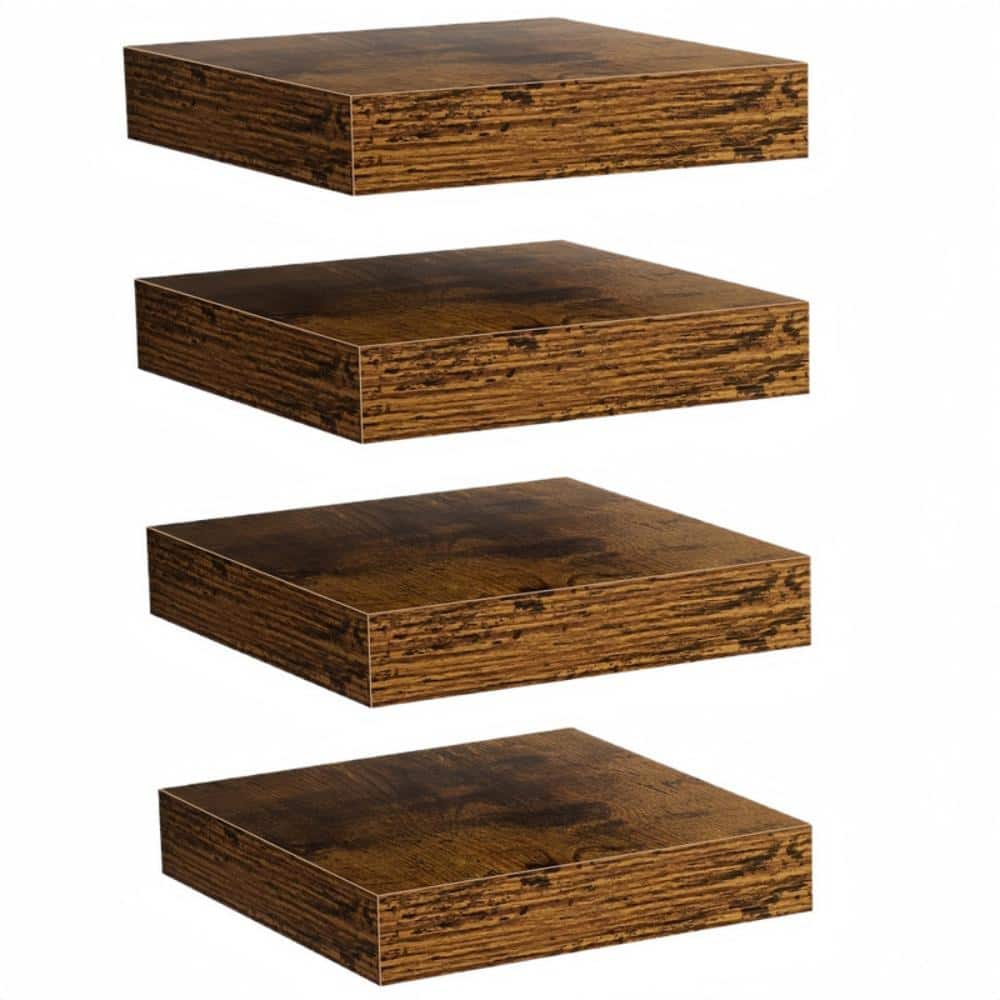 8 in.W x 8 in.D Brown Floating Shelves for Wall,Set of 4 Rustic