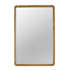 23.6 in. W x 35.4 in. H Rectangle Wood Brown Frame Wall Mirror
