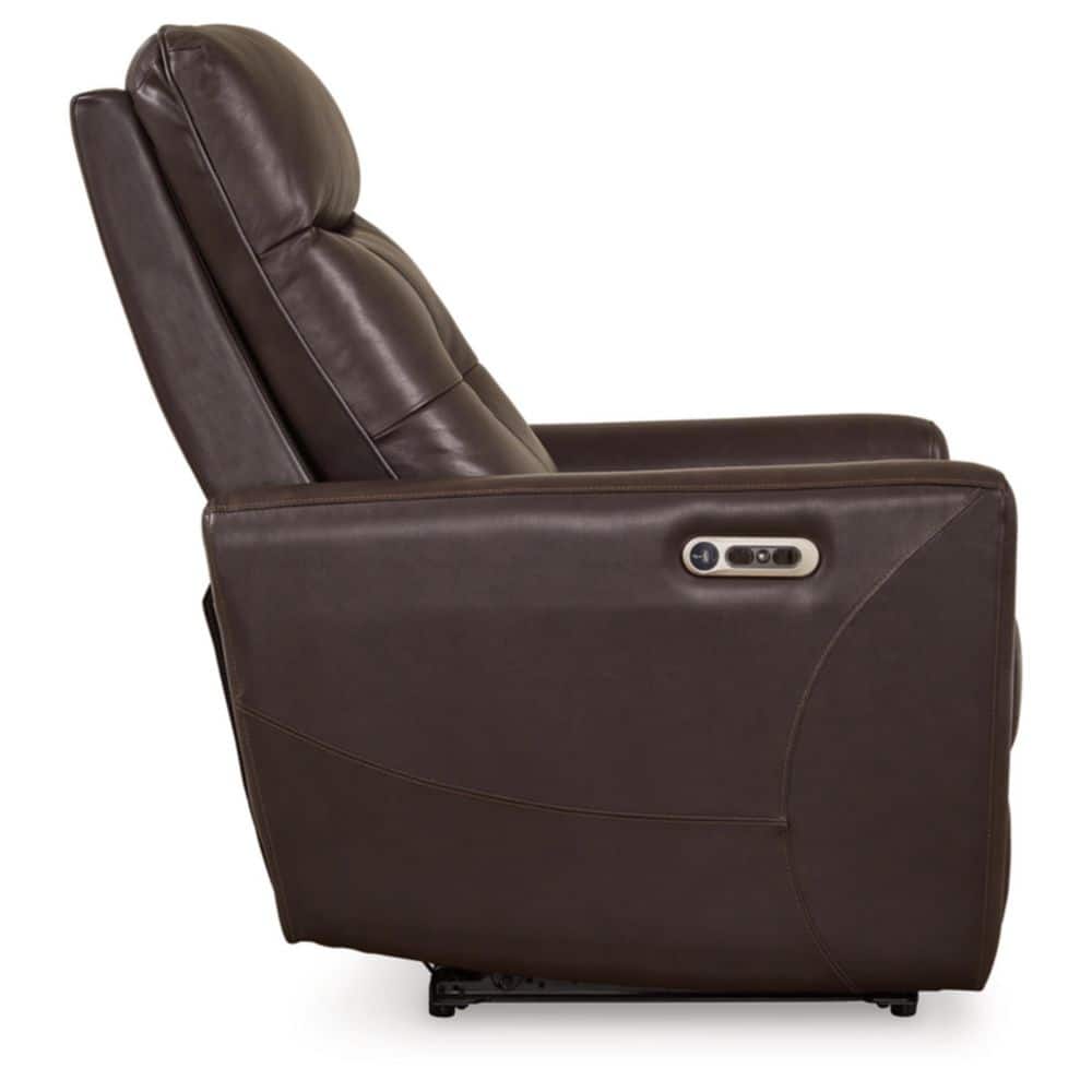Chocolate Brown Leather Power Recliner with USB Ports