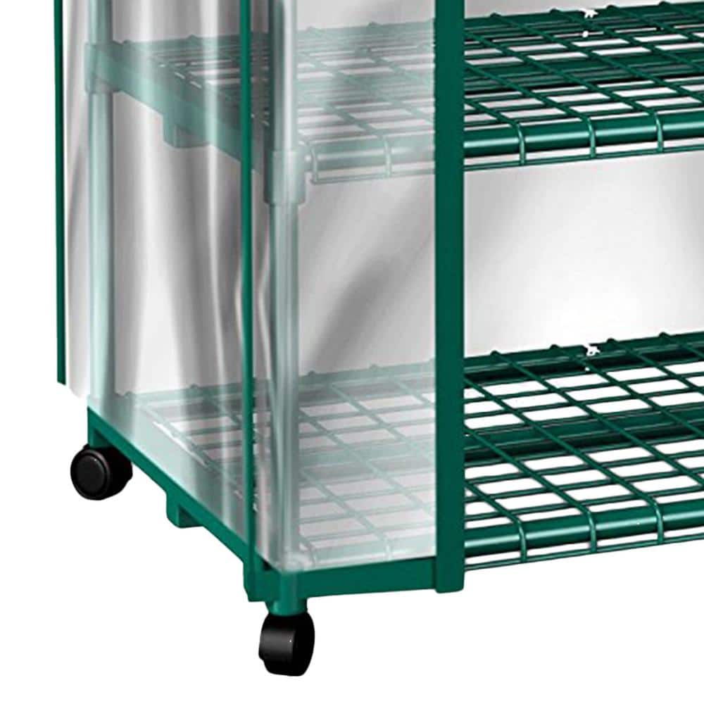 Compact 2x5ft Green Mini Greenhouse with PE Cover and Roll-Up Door