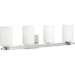 Lisbon Collection 4-Light Polished Nickel Etched Opal Glass Luxe Bath Vanity Light