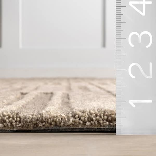 Starke Checked Wool Beige 10 ft. x 14 ft. Indoor/Outdoor Patio Rug