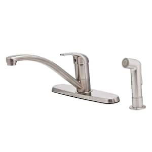 Pfirst Series Single-Handle Standard Kitchen Faucet with Side Sprayer in Stainless Steel