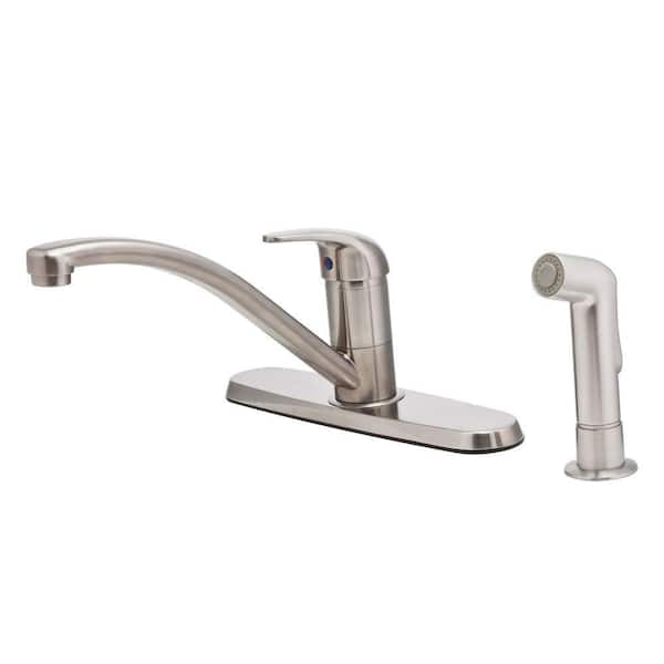 Pfister Pfirst Series Single-Handle Standard Kitchen Faucet with Side Sprayer in Stainless Steel
