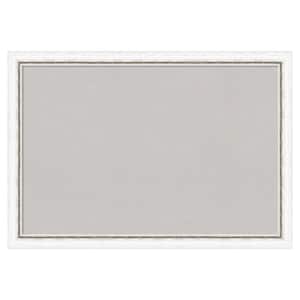 Morgan White Silver Wood Framed Grey Corkboard 26 in. x 18 in. Bulletin Board Memo Board