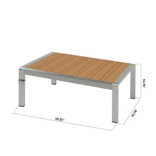 Solvayne Natural Silver Aluminum Outdoor Patio Coffee Table