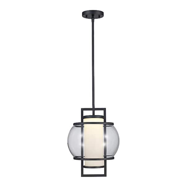 Monteaux Lighting Monteaux Integrated LED Black Pendant with Glass Shades