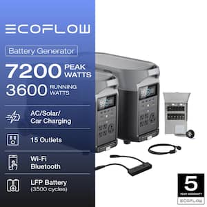 125V/250v Home Battery Backup:3600Wh DELTA Pro Battery Generatorx2+Double Voltage Hub+Transfer Switch(306A)+Power Cord