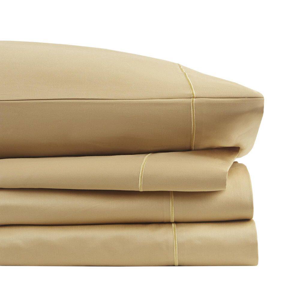 Gold Pima Cotton Sateen Split King Sheet Set