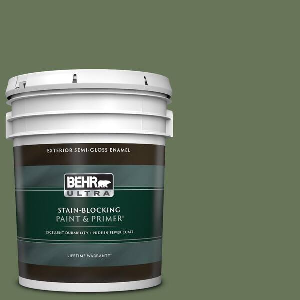 BEHR ULTRA 5 gal. #PPU10-01 Scallion Semi-Gloss Enamel Exterior Paint & Primer