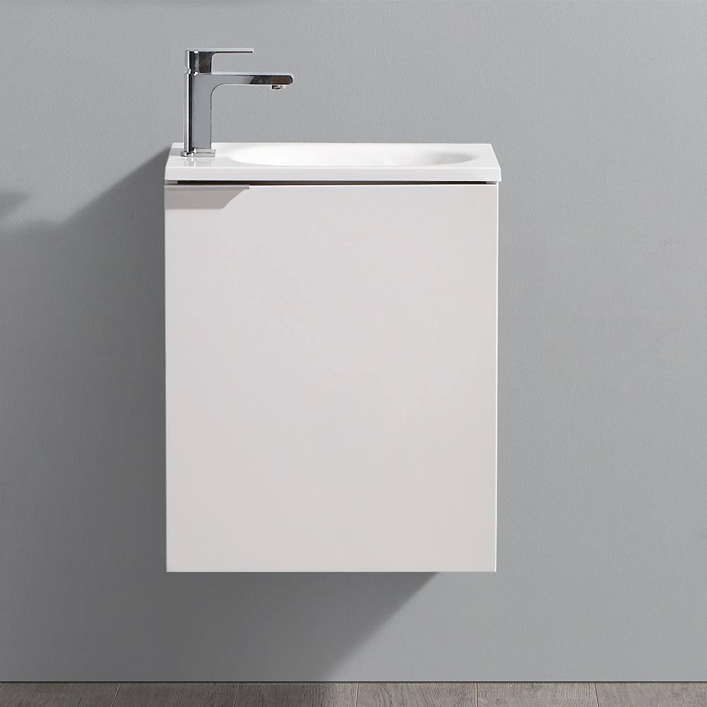 Sleek 20" Glossy White Wall-Mounted Modern Vanity with Integrated Sink