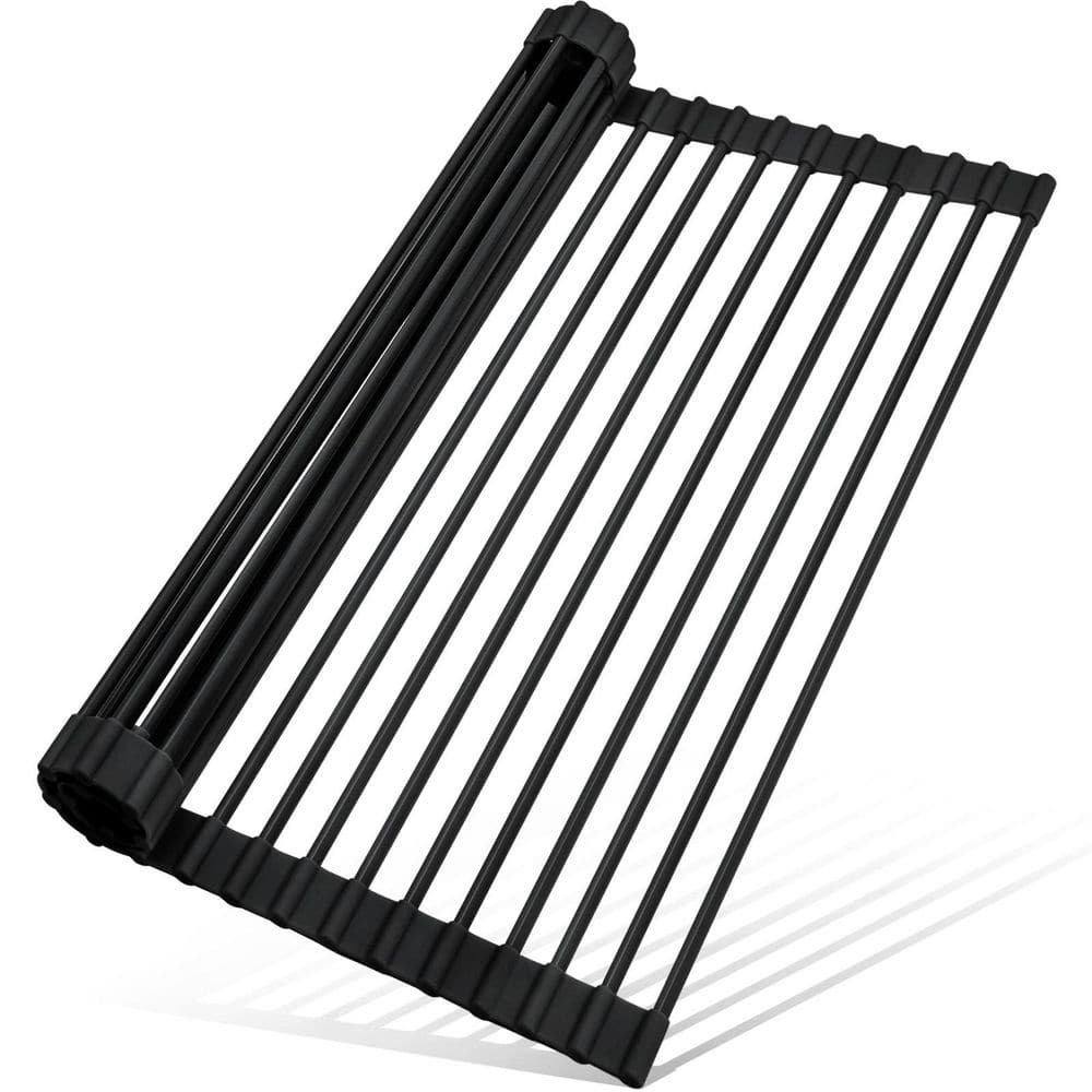 17.5 in. x 13 in. Black Roll Up Dish Drying Rack, Over The Sink Dish Drying Rack, Anti-Slip Silicone Dish Rack price history on PriceWatchPro