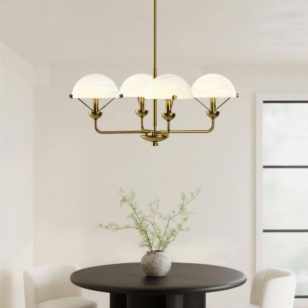 4-Light 27.8 in. Bronze Modern Metal Candle Dimmable Chandeliers Living Bedroom Lighting With Cloudy Glass Shade price history on PriceWatchPro