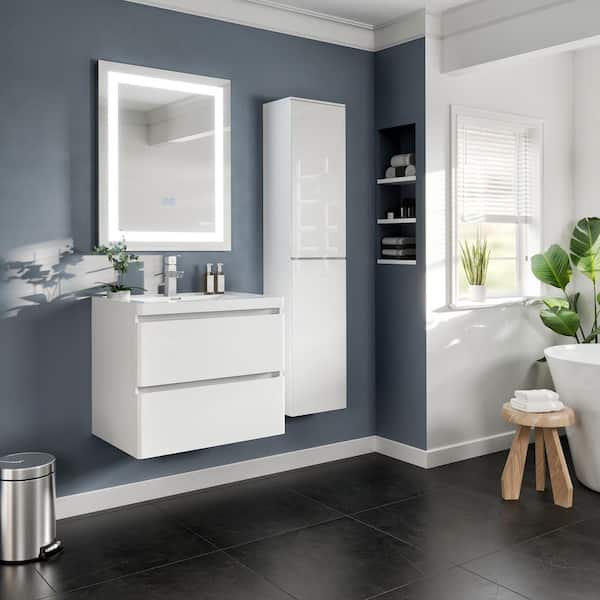 Lite 24 in. W x 30 in. H Frameless Rectangular Bathroom Vanity Mirror in Aluminum