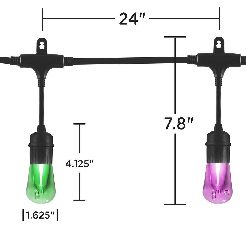 24ft Black Outdoor Color-Changing Acrylic LED String Lights