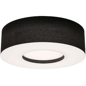 30 in. 60-Watt Integrated LED Flush Mount with Black Fabric Shade