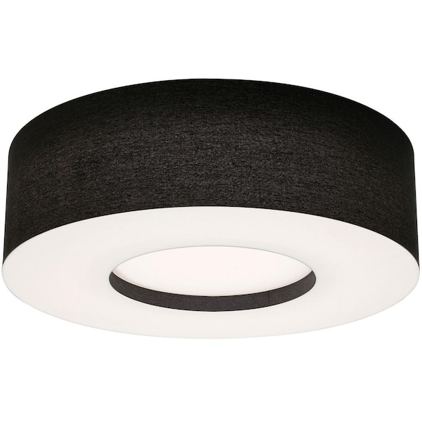 AFX 30 in. 60-Watt Integrated LED Flush Mount with Black Fabric Shade