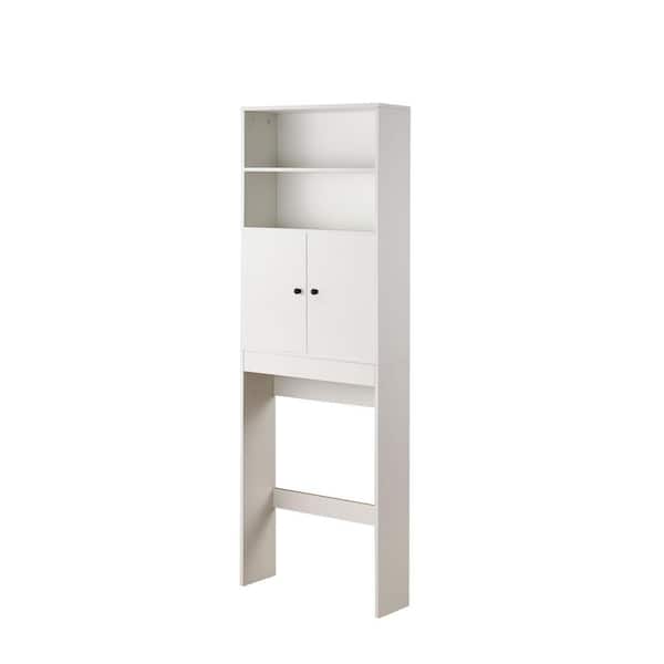 24.8 in. W x 76.77 in. H x 7.87 in. D White Over The Toilet Storage with Shelf and Doors