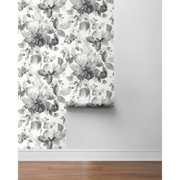 Flower Self Adhesive Wallpaper Roll - Grey Floral Contact Paper – pocoro
