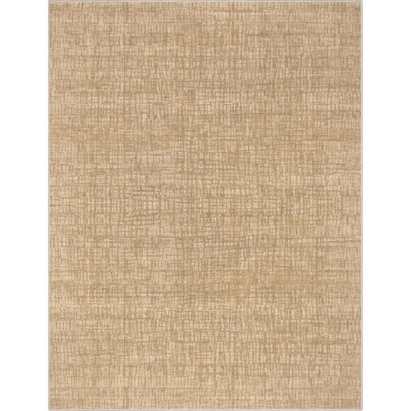 Well Woven Beige 5 ft. 3 in. x 7 ft. 3 in. Abstract Nightscape Modern Geometric Flat-Weave Area Rug
