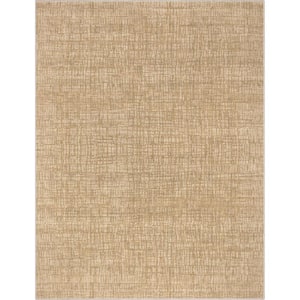 Beige 9 ft. 10 in. x 13 ft. Abstract Nightscape Modern Geometric Flat-Weave Area Rug