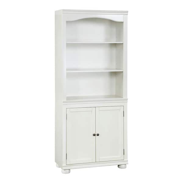 Llanelli 73.25 in. Tall Luminous White 3-Shelves Standard Bookcase
