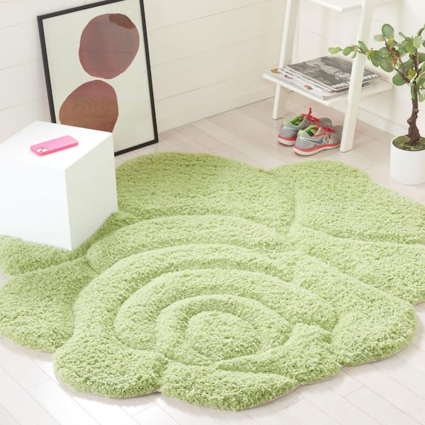 Novelty 3 ft. x 3 ft. Green Floral Specialty Area Rug
