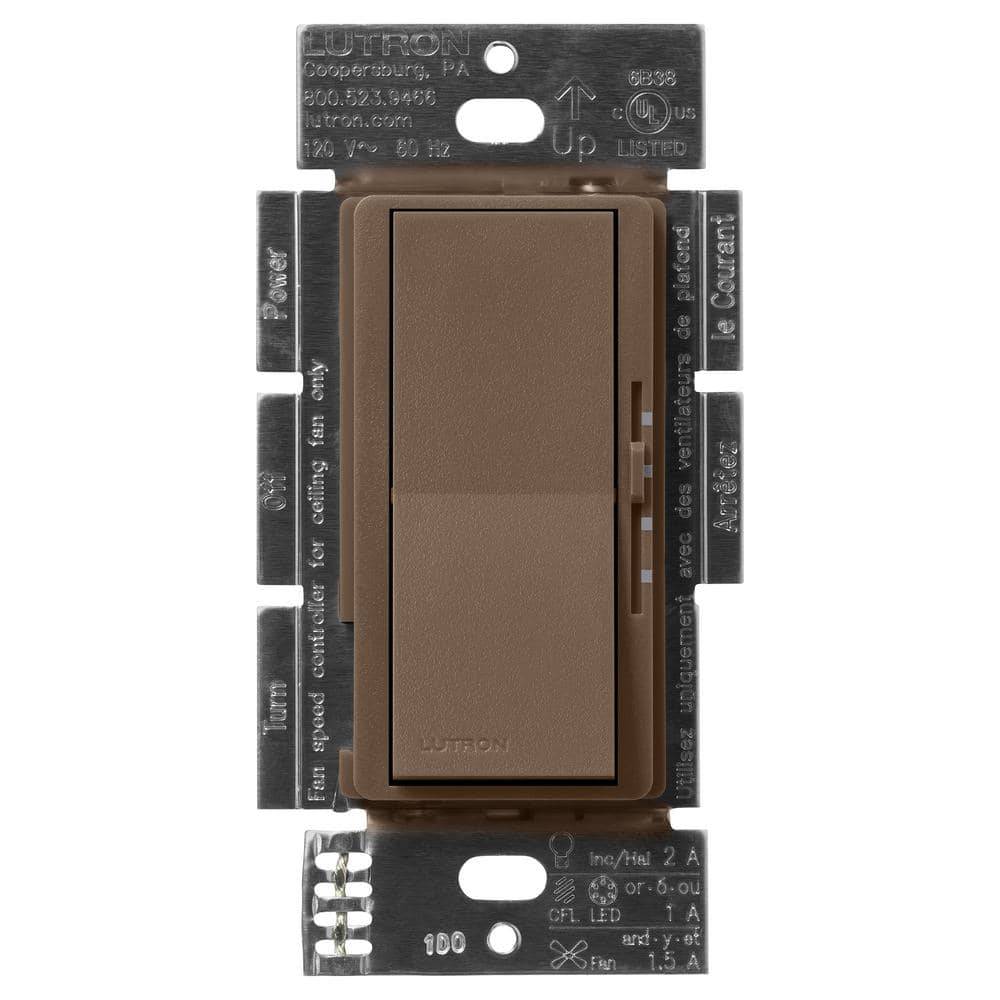 Lutron Diva 3Speed Fan Control and Light Switch, SinglePole/3Way, 1.5A Fan/1A LED, Espresso