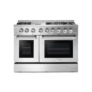 48 in. 6.7 cu. ft. Double Oven Dual Fuel Range with Convection Oven in Stainless Steel