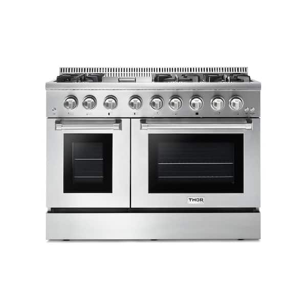 Thor Kitchen 48 in. 6.7 cu. ft. Double Oven Dual Fuel Range with Convection Oven in Stainless Steel