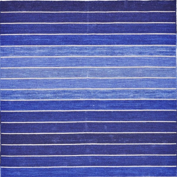 8 X 11 Blue Striped Area Rug