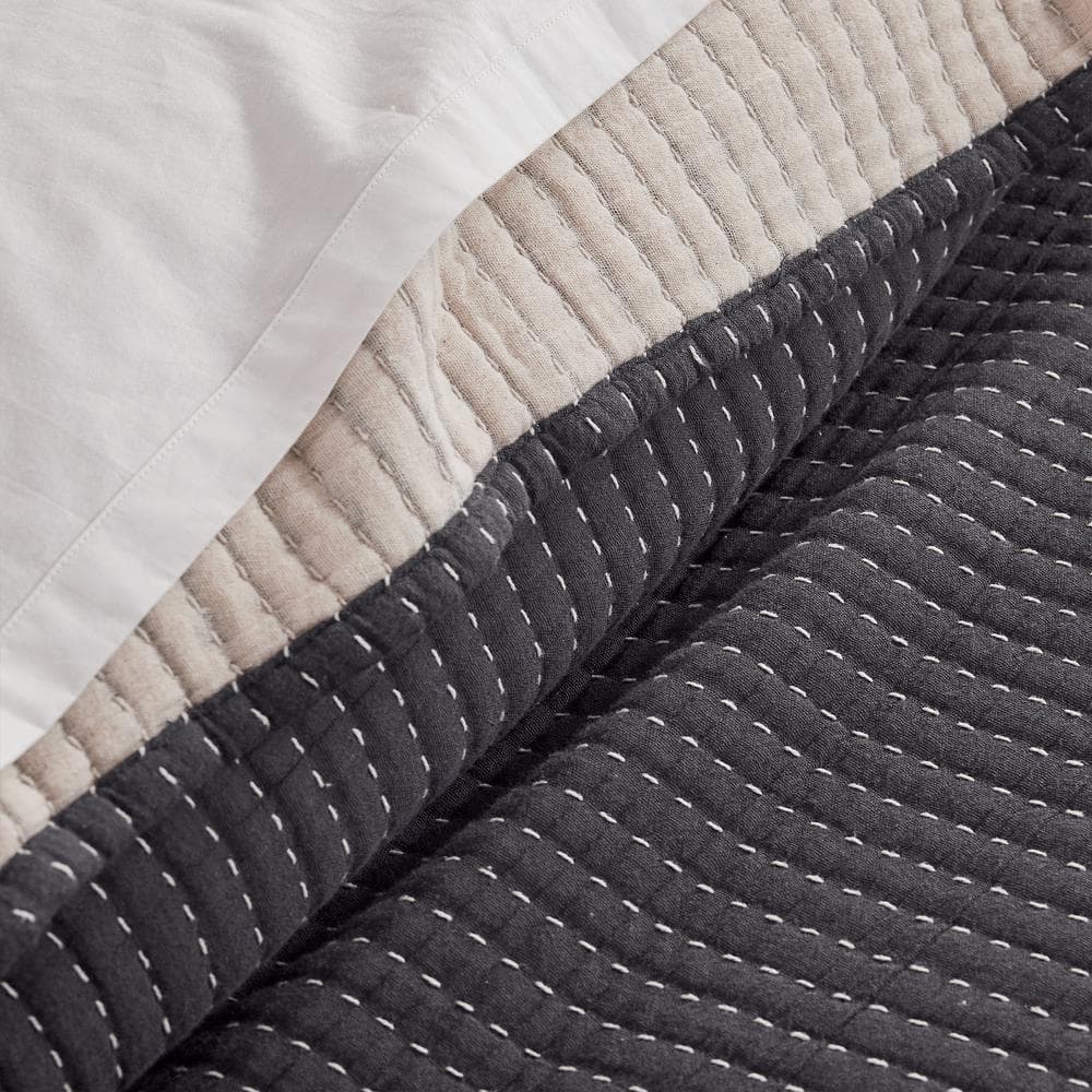 Caden Grey Magnet Cotton Gauze Reversible King Coverlet Set
