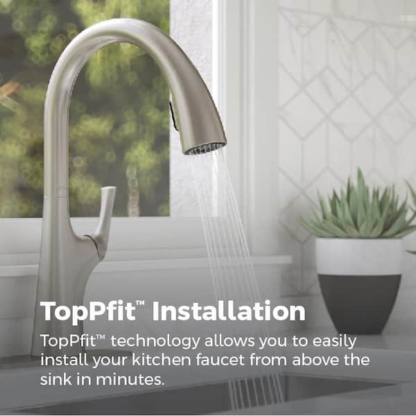 Ladera Single-Handle Pull-Down Sprayer Kitchen Faucet with Soap Dispenser in Spot Defense Stainless Steel Ladera Single-Handle Pull-Down Sprayer Kitchen Faucet with Soap Dispenser in Spot Defense Stainless Steel