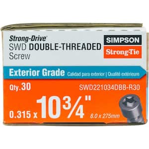 0.235 in. x 10-3/4 in. Black Strong-Drive SWD Double-Threaded T40 6-Lobe Star Drive, Cylinder Head Wood Screw (30-Pack)