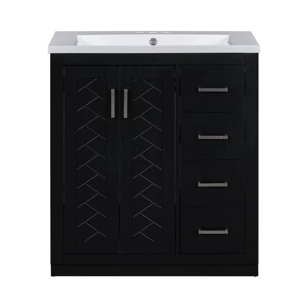 Virubi 30 In. W X 18 In. D X 34 In. H Single Sink Bath Vanity In Black ...