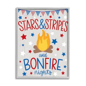 Stars Stripe Bonfire Phrase Americana by Taylor Shannon Designs Framed Print Abstract Texturized Art 11 in. x 14 in.