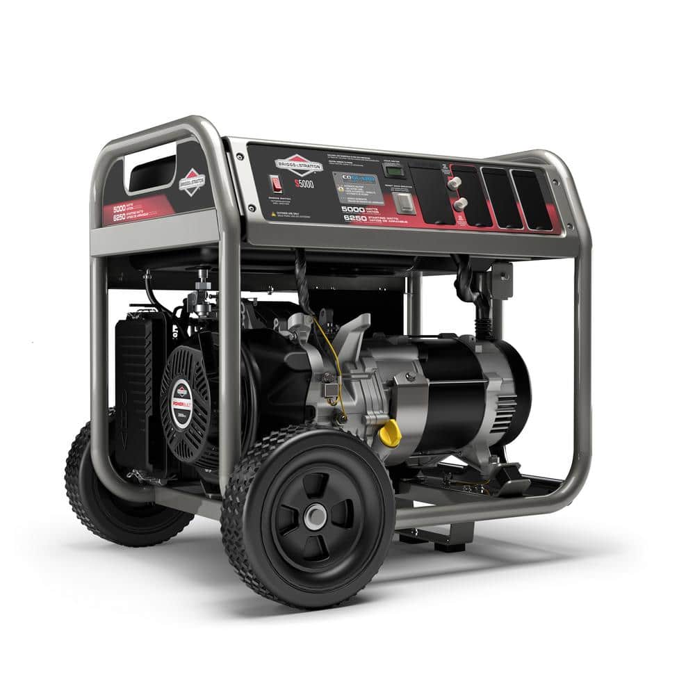 Briggs Stratton 5 000 Watt Recoil Start Gasoline Powered Portable Generator With Briggs Stratton Engine Featuring Co Guard The Home Depot