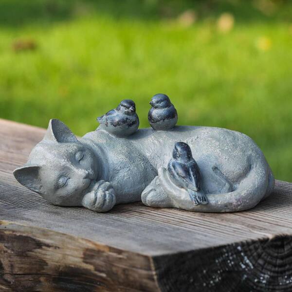 Luxenhome Napping Cat With Birds Garden Statue Whst388 The Home Depot - Cat Garden Statue Canada Luxenhome Napping Cat With Birds Garden Statue Whst388 The Home Depot - Cat Garden Statue Canada