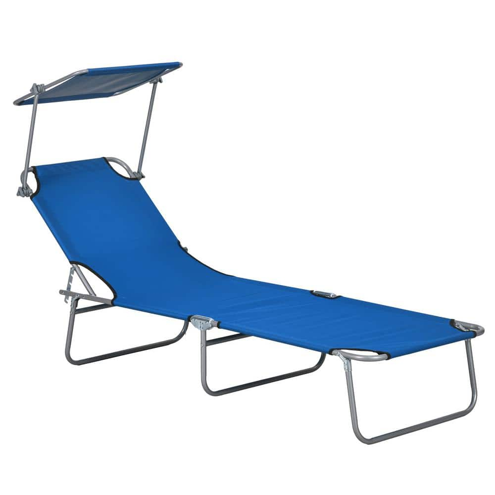 Outsunny Blue Metal Outdoor Chaise Lounge 84B-001V00BU - The Home Depot