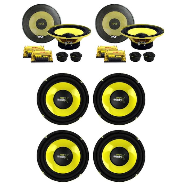 Unbranded PLG64 6.5" 300W Subwoofer (4 Pack) + 400W Component Speaker Set (2 Pack)