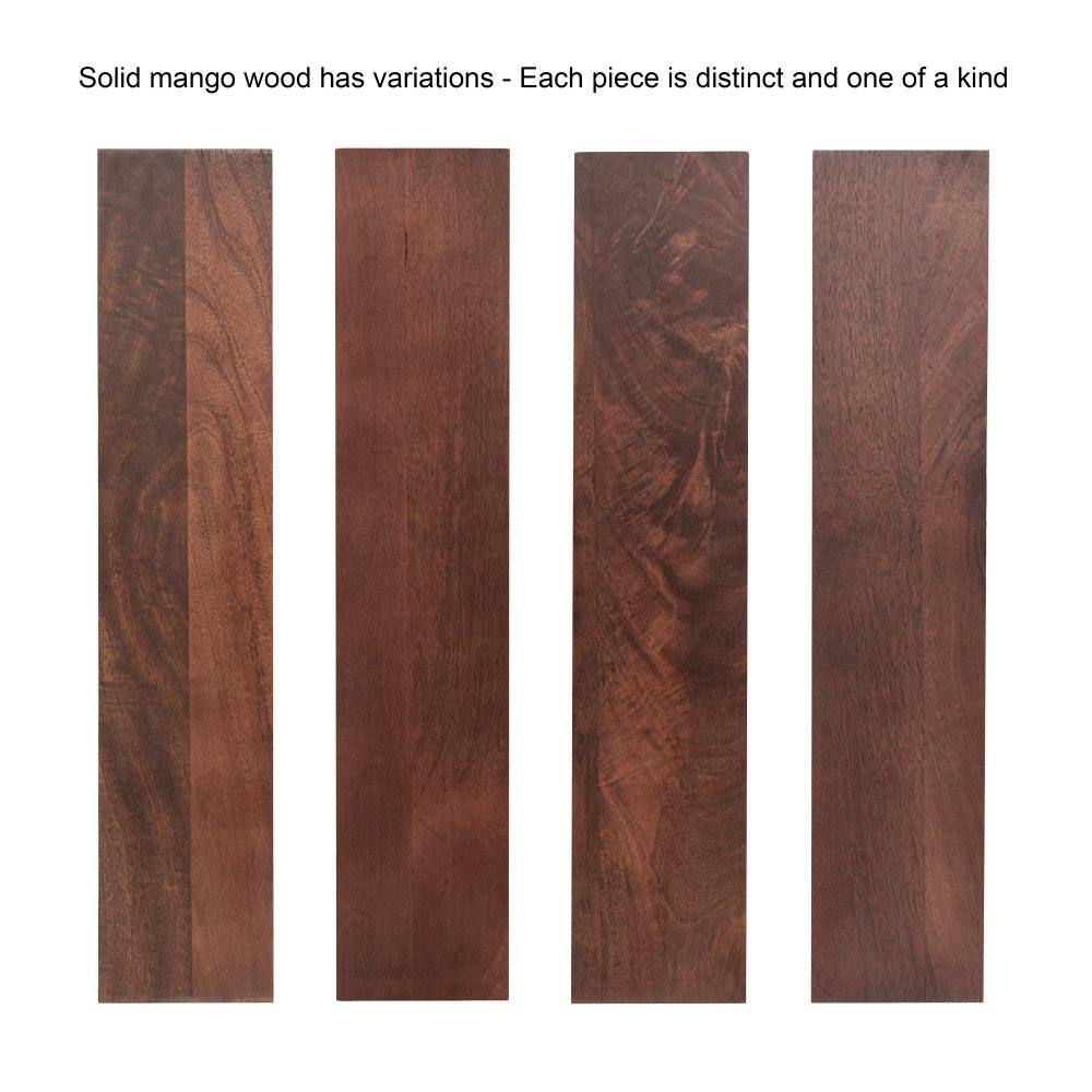 Prema 26" Square Modern Walnut Brown Mango Wood Wall Mirror